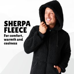 Adult Hooded Fleece Onesie Cosy Fluffy Lounge Nightwear – Black 2XL | ECLSTORES