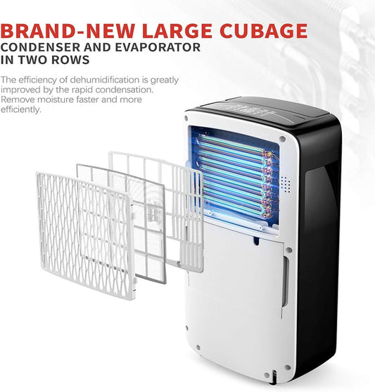 12L/Day Dehumidifier Intelligent Humidity Control with Drain Hose – Home & Basement