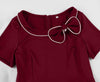 Womens Bow Neck Colour Block Vintage Cocktail Dress – Wine Red M