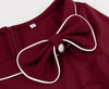 Womens Bow Neck Colour Block Vintage Cocktail Dress – Wine Red M