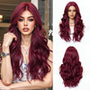 Long Wavy Synthetic Wig for Women Daily & Party Use – Wine Red