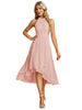 Ever-Pretty Halter Neck Midi Chiffon A-Line Wedding Guest Dress – Pink UK14