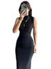 Women’s High-Neck Ruched Bodycon Maxi Dress Sleeveless
