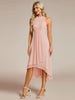 Ever-Pretty Halter Neck Midi Chiffon A-Line Wedding Guest Dress – Pink UK14